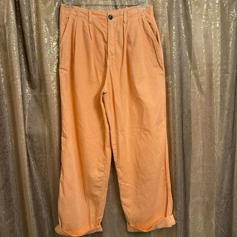 Free People Addy Wide Leg Chino Pants Pastel Light Orange Size 4 NWOT - Picture 2 of 14
